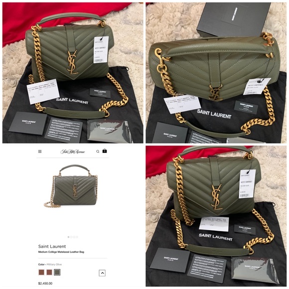 🆕💯🔥SAINT LAURENT Medium Collège Matelassé Bag - Picture 8 of 8